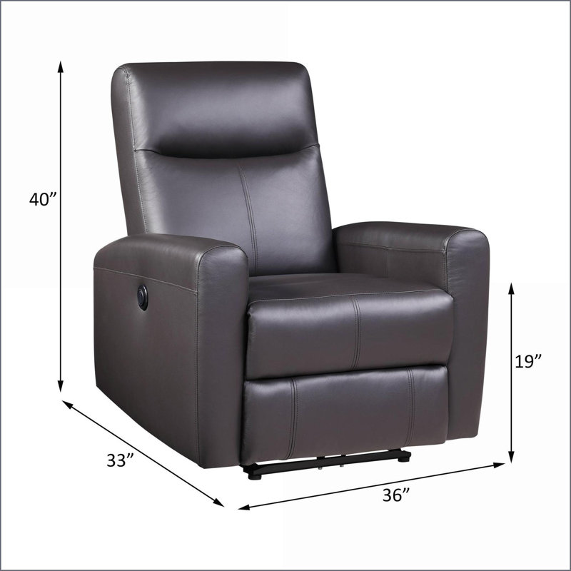 Recliners | Walnut Brown Top Grain Leather Match Power Motion Recliner | Sloped Arms