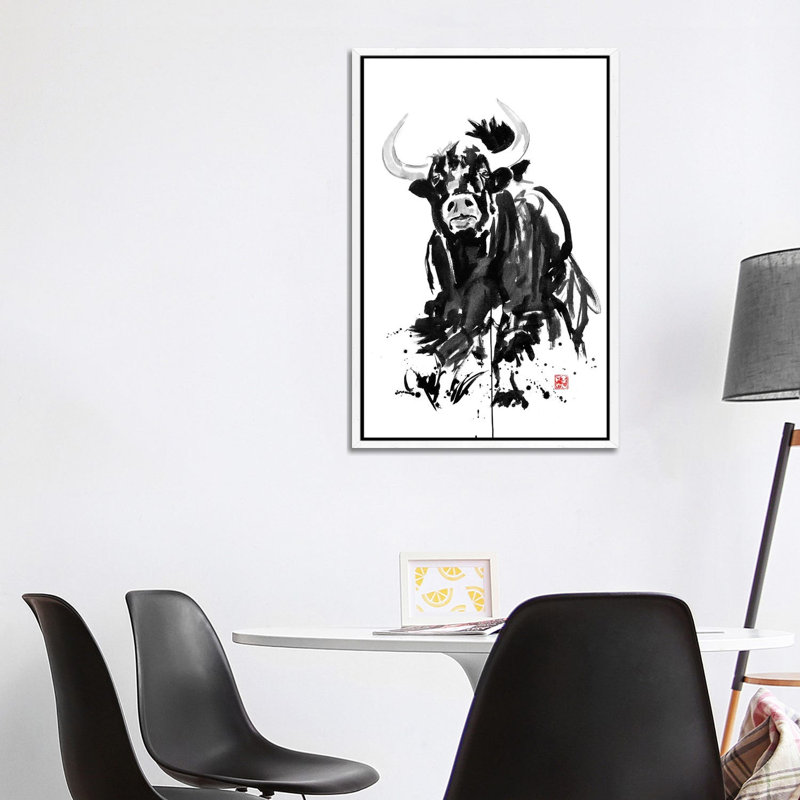 Buffalo by Péchane - Print on Canvas, 101.6 cm H x 66.04 cm W, White Framed