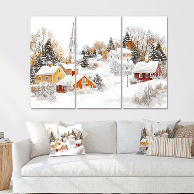 «Snowy Winter Village In Canada II - Winter Landscape», ensemble de reproduction d'art mural