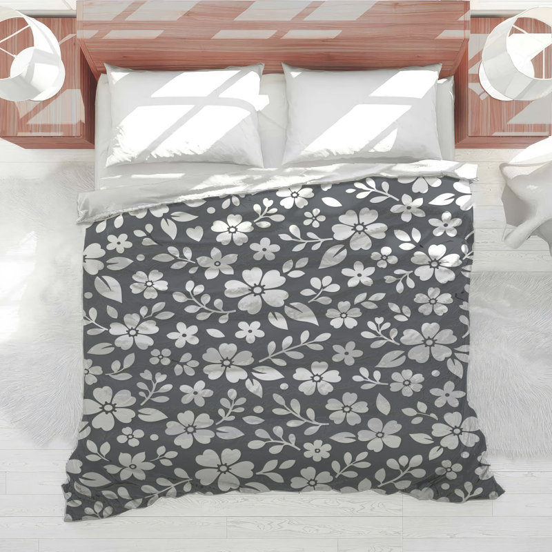 Édredon blanc à motif floral, Twin