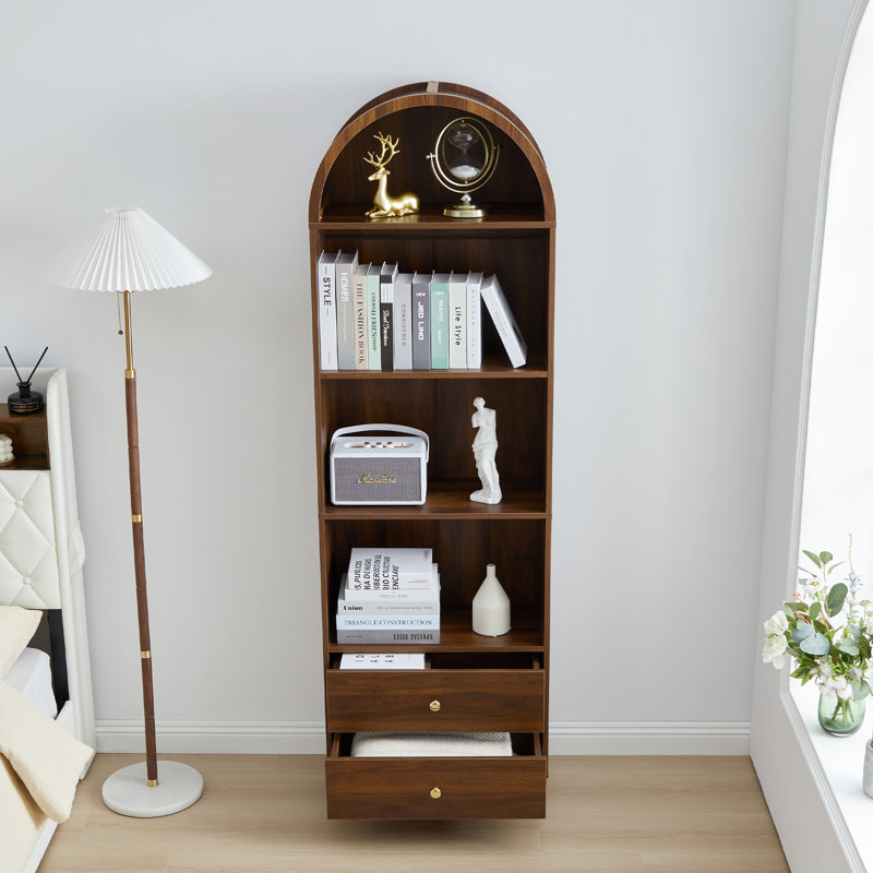 Arched Standard Storage Bookcase, Walnut