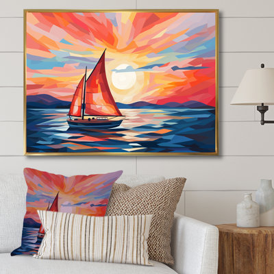 Coucher de soleil sur un bateau à voile II - bateau à voile, art mural
