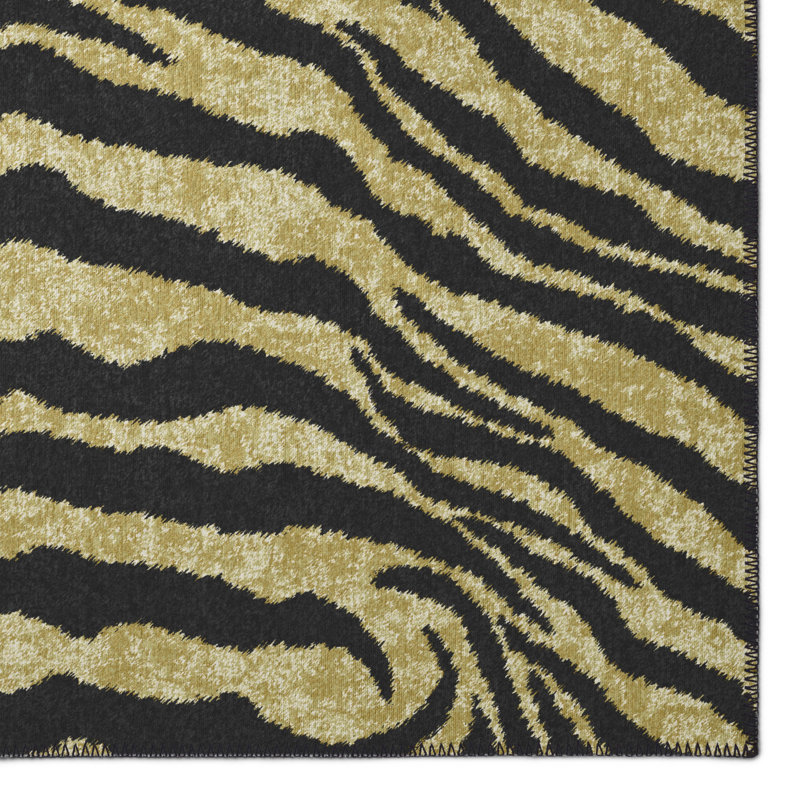 Tapis doré à motif animalier, Rectangle 3 pi x 5 pi
