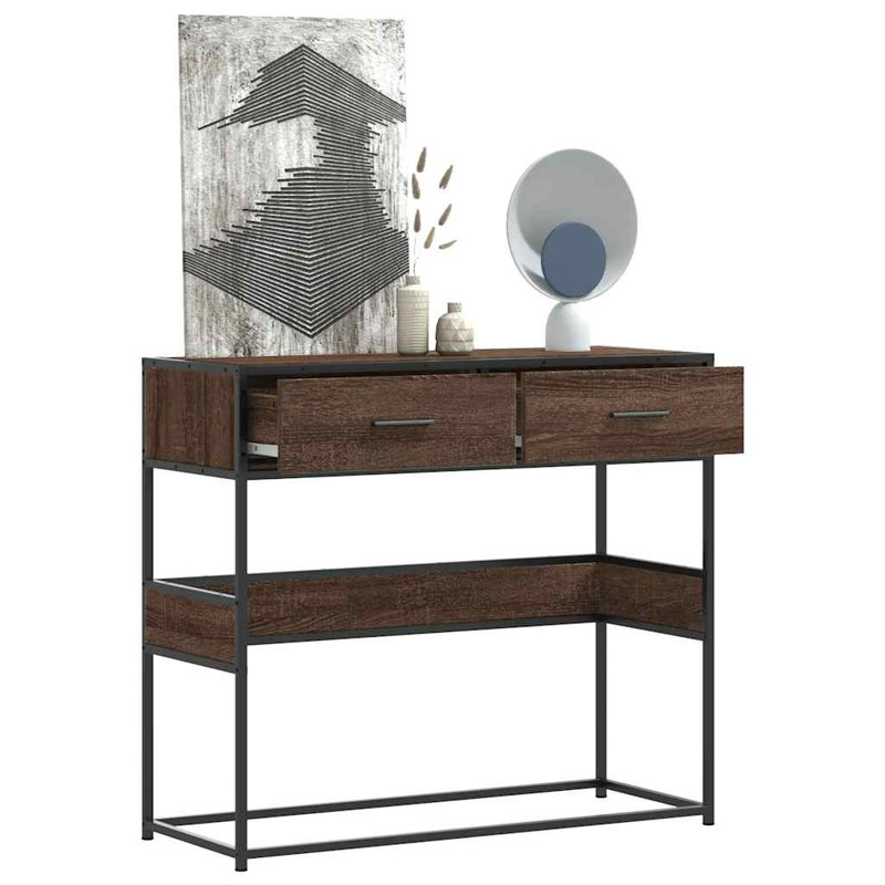 10-3 80cm Console Table, Brown Oak