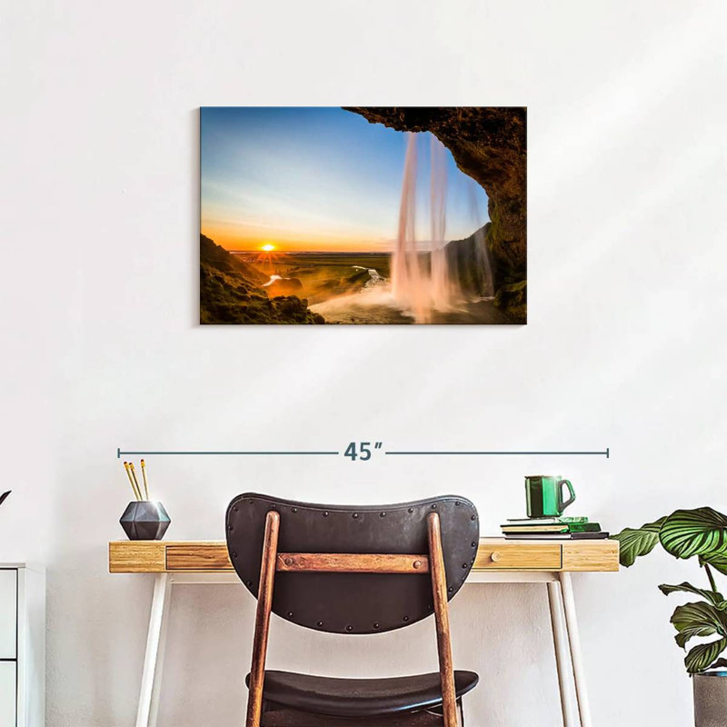 Alvord Sunset At Seljalandsfoss Waterfall, 20" H x 30" W