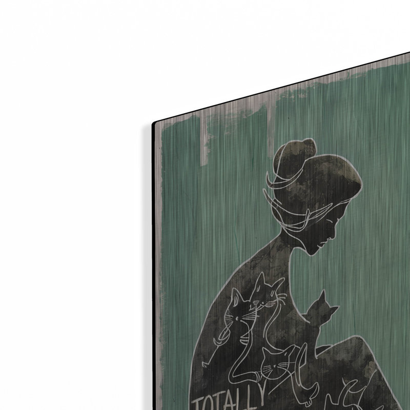 Art mural en métal Winston Porter «Totally Sane Cat Lady» par Andreas Magnusson, H 24 po x l 16 po