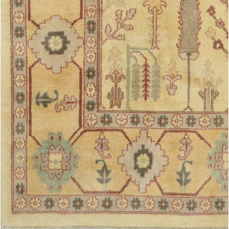 Tapis oriental en laine noué à la main brun clair / beige