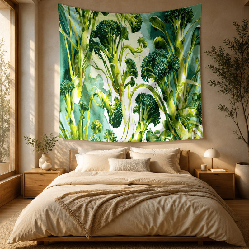 Tapisserie murale légumes choux broccoli, 88 po x 104 po