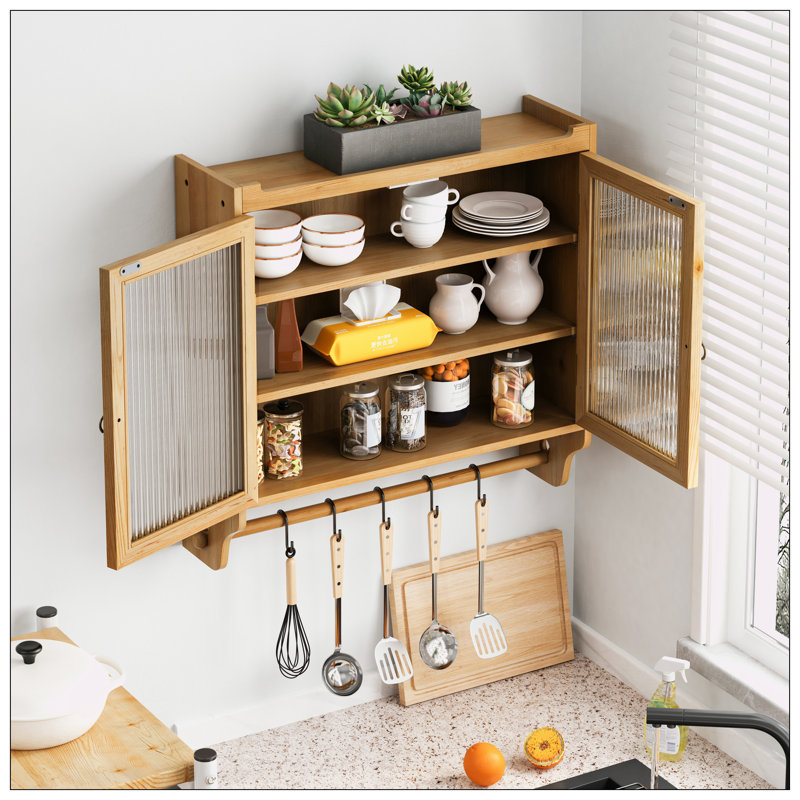 Armoire murale avec porte-serviettes 24,8 po, Naturel