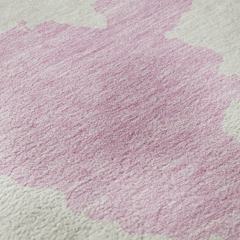 Premium Machine Washable Prisco Pink Rug, Rectangle 10' x 14'