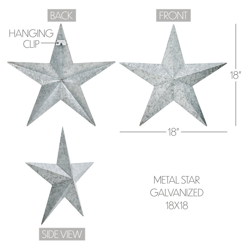 Étoile festive en métal galvanisé, H 18 po x l 18 po x P 2,25 po