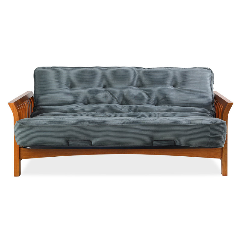 Futon et matelas Overs peu, Velours côtelé couleur vert forêt
