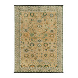 Transitional Agra Rug In Green, Gold & White Floral Pattern By Rug & Kilim
