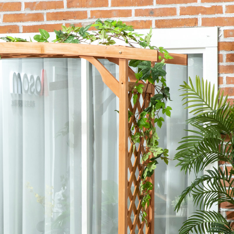 Banc d'extérieur brun à 3 places avec arche, pergola et 2 treillis pour plantes grimpantes
