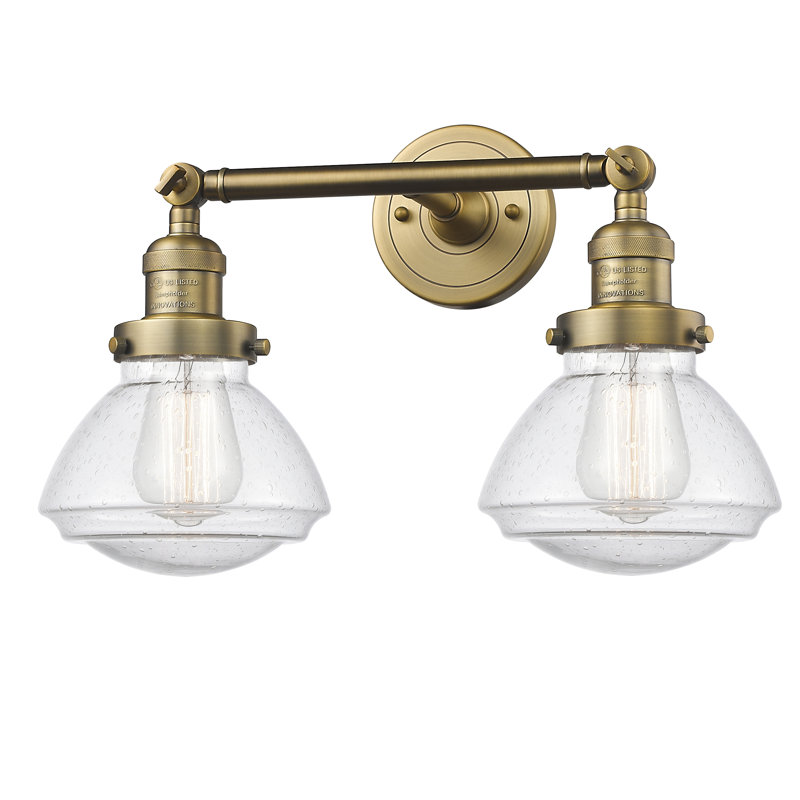 Éclairage pour salle de bain 2 lumières Chesterville, Laiton brossé, Ampoule DEL 6 watts Vinage, Grainé
