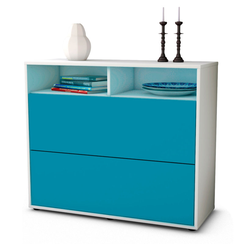 Quarry 92cm Sideboard, White/Turquoise