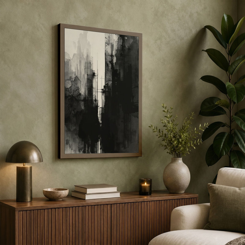 Urban Alleyway Industrial 1 Piece Wrapped Canvas Wall Art, 18x12 - 45.7 x 30.5 cm, Black Border