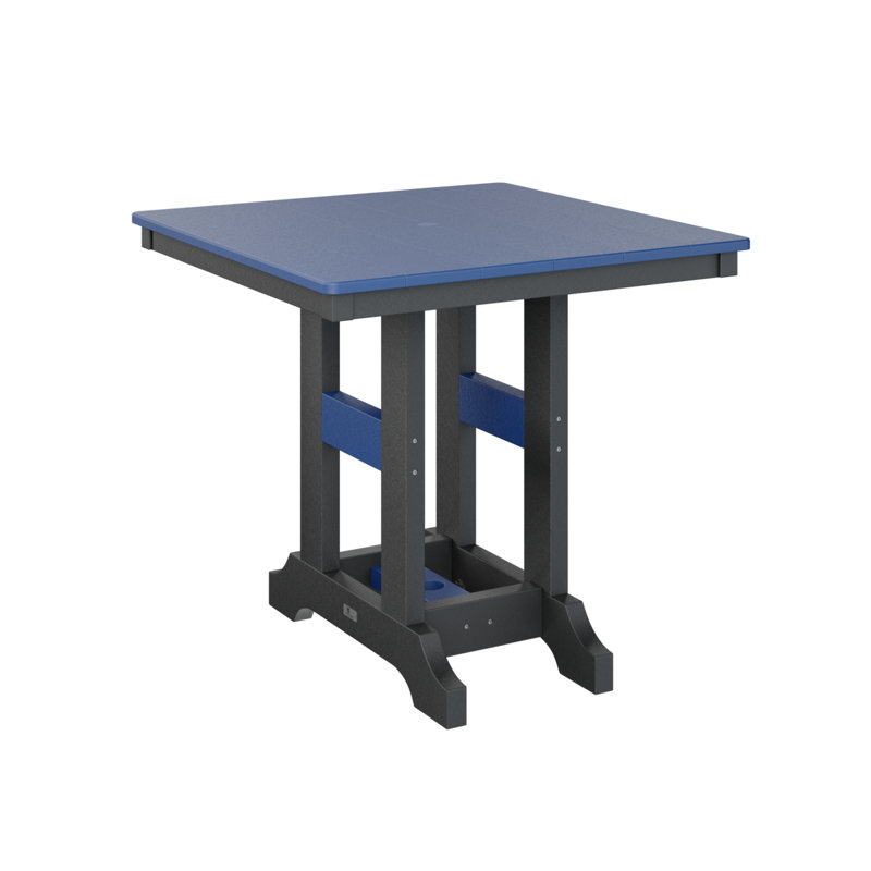 Garden Classic Outdoor Square Bar Table, Black, Pacific Blue, 35.5" H x 33" W x 33" D