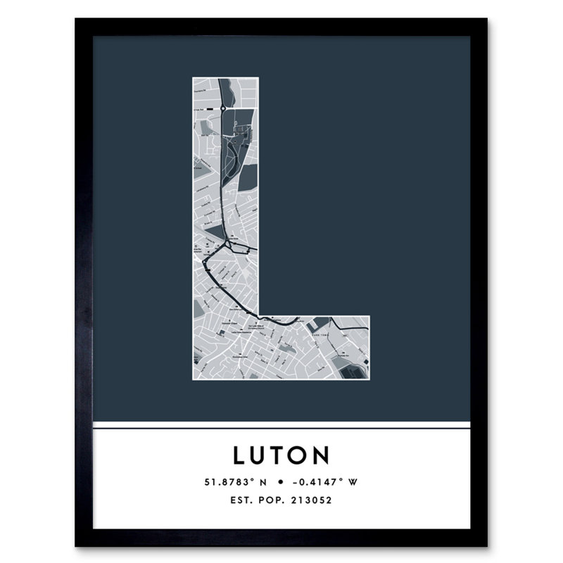 Luton England United Kingdom City Map - Single Picture Frame Typography