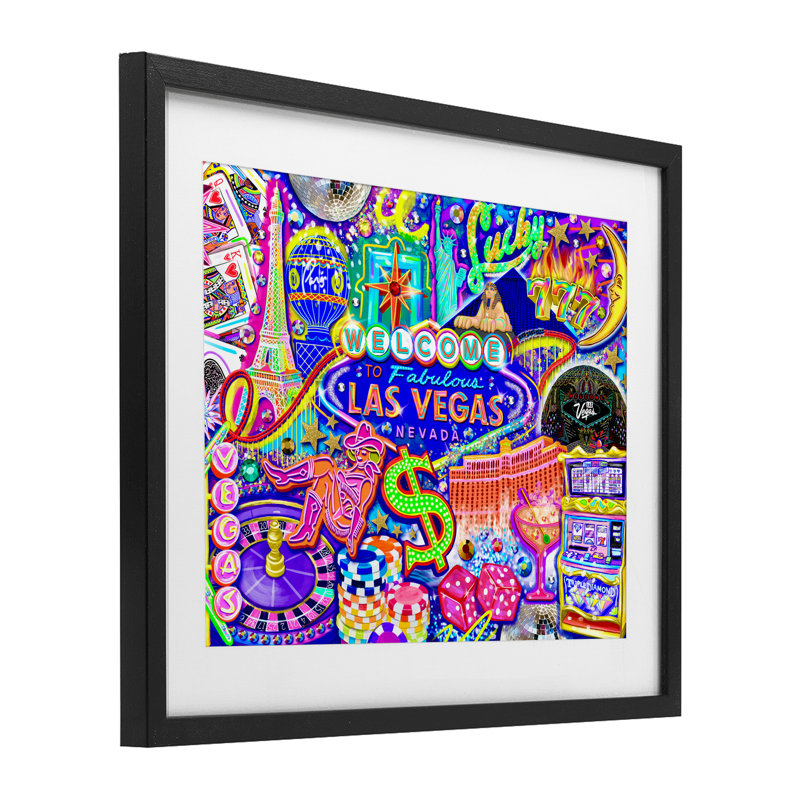 Fabuleux Las Vegas, impression encadrée sous verre, par Jess Stempel, H 13 po x l 16 po, Cadre noir minuit