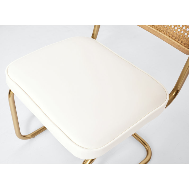 Ensemble de 2 chaises de salle à manger en velours avec pieds en métal, blanc