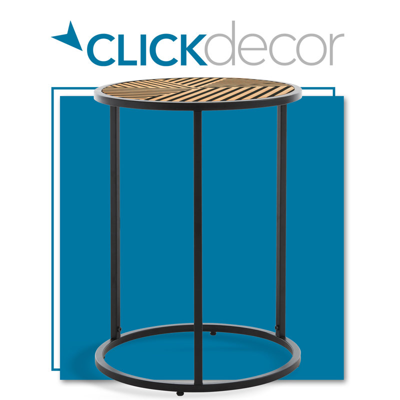 ClickDecor Wilson Modern Round Side End Table, Diagonal-Pattern Table Top, Living Room Accent Furniture, Carbon Black