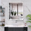 Miroir de salle de bain à DEL à fixation murale réglable blanc / chaud / naturel anti-buée avec mémoire-1543925939