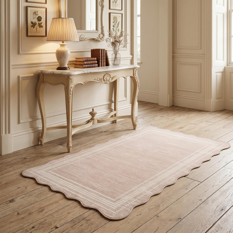 Striped Machine Printed Area Rug, Beige, Rectangle 200 x 290 cm