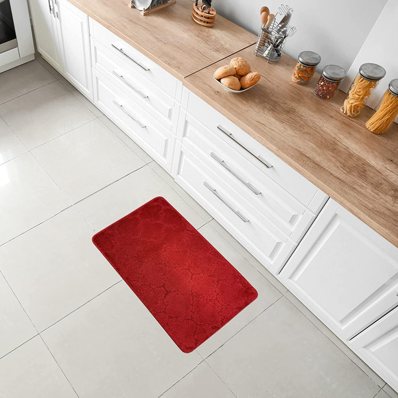 Tapis de cuisine, Rectangle 1 pi 5 po x 2 pi 8 po, Rouge