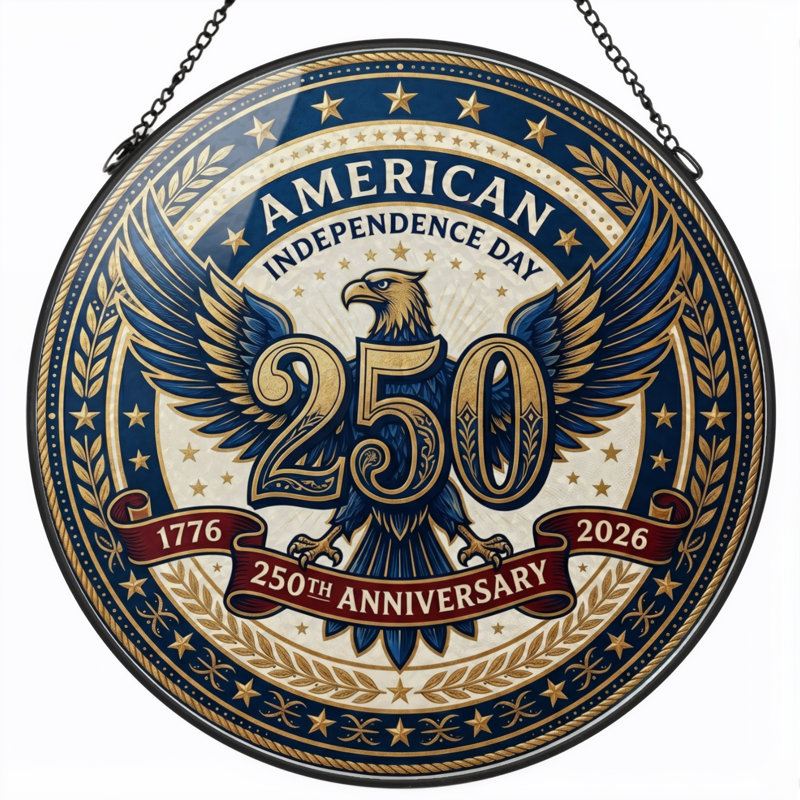 Panneau de fenêtre en verre pour décoration intérieure American Eagle USA 250th Anniversary ， 7,8H, H 7,8 po