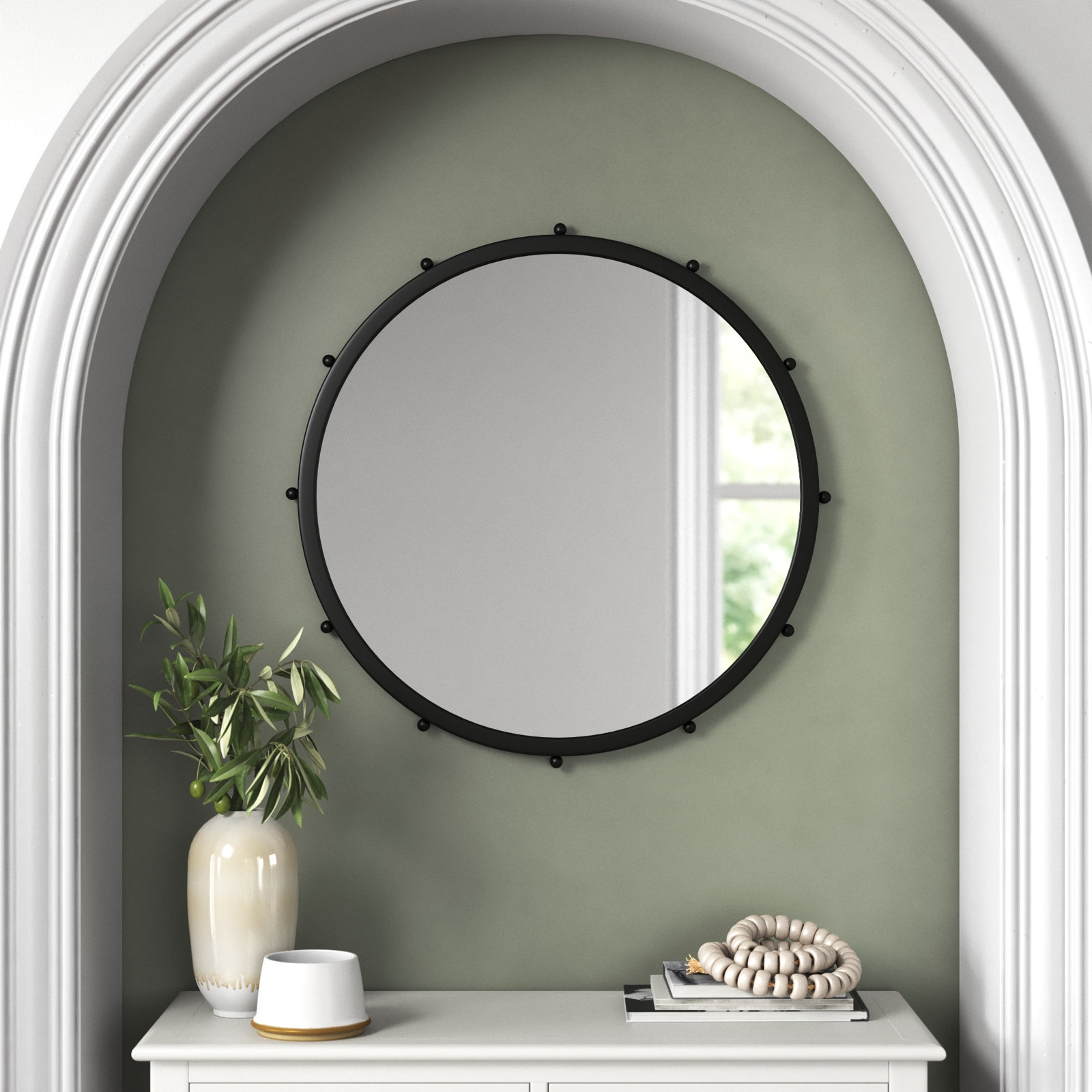 Weston 44" Accent Mirror, Black, 25.2" x 25.2"