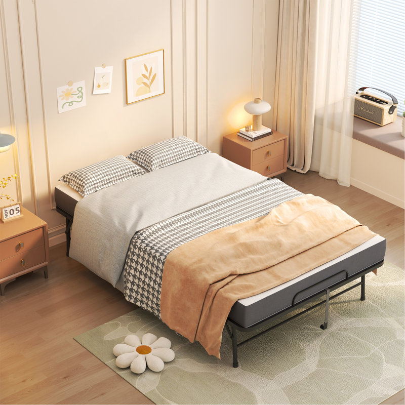 Grand lit pliant large de 75 po x 46 po pour les personnes de grande taille, lit escamotable extra long et large avec mousse à mémoire de forme de 5 po, lit d'invité robuste d'une capacité de 450 lb, lit simple portable spacieux