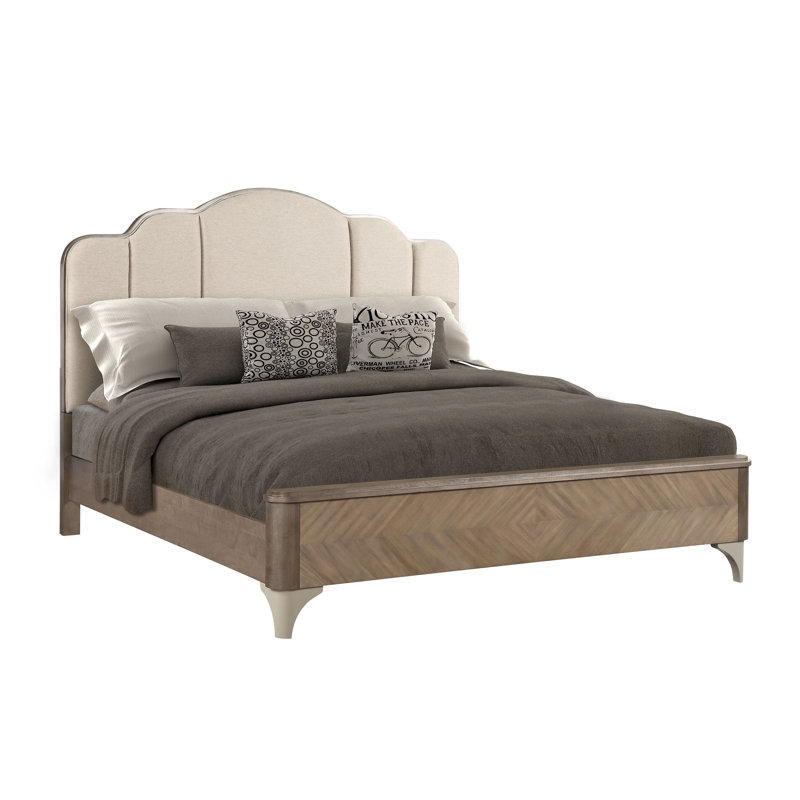 Lit standard tapissier en bois massif Minatare, Grand