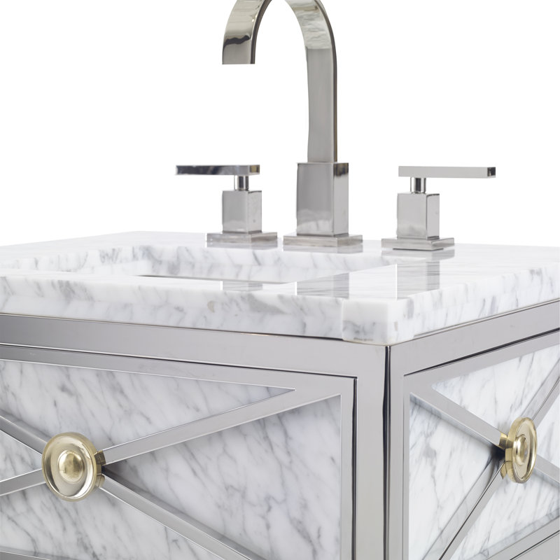 Petite Marble and Stainless Steel Single Bathroom Vanity