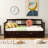 Twin Size Daybed Wood Bed With Twin Size Trundle, Solid Pine Wood Frame, Espresso Finish-110640129-110640130