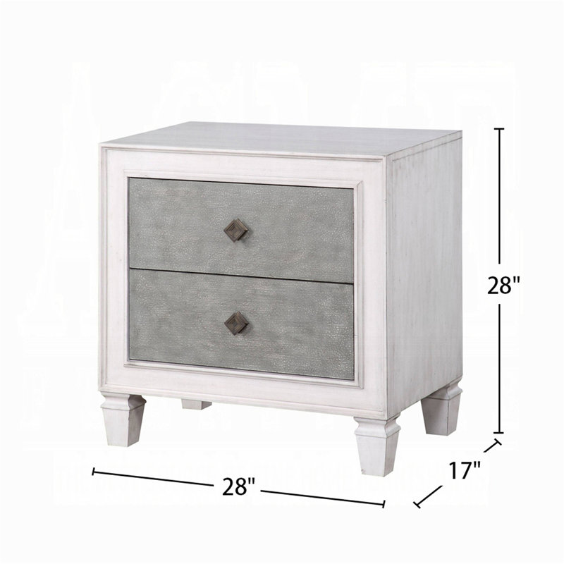Two-Tone Finish Nightstand With 2 Drawers