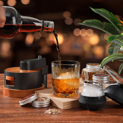 Whiskey Smoker Set with Handheld Torch - 6 Flavors of Wood Chips - Bourbon Whiskey Smoked Filter Cup Set, Old Fashioned Cocktail Smoked Set, Birthday
