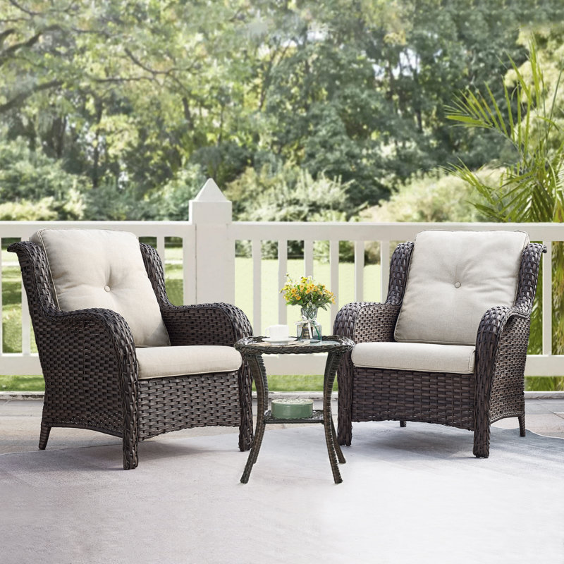 Ensemble de conversation d'extérieur pour 2 personnes avec coussins Arsad, Beige