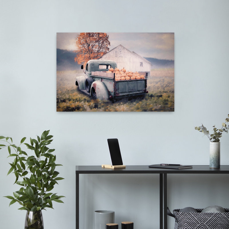 «Pumpkin Patch Picks I», art contemporain de paysage abstrait, H 16 po x l 24 po