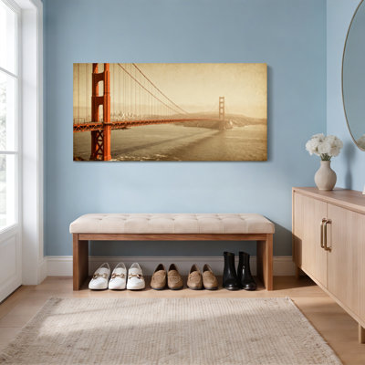 Golden Gate Bridge Sepia Tone Canvas Wrapped Wall Art Set Of 1