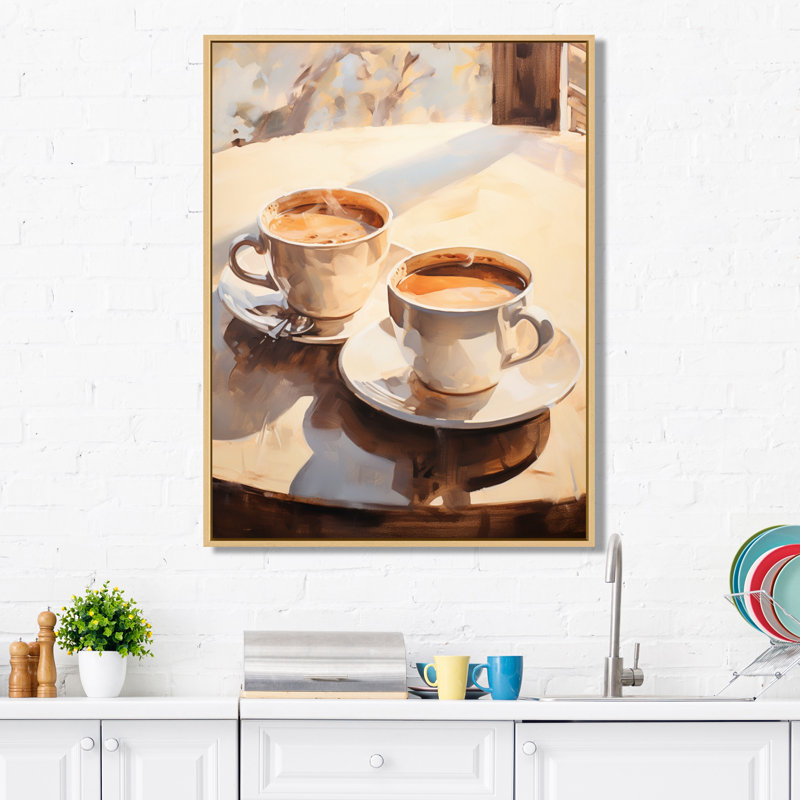 Ijlal Food Coffee Tea III - Art sur toile, impression sur toile, H 20 po x l 12 po x P 1 po, Cadre flottant érable