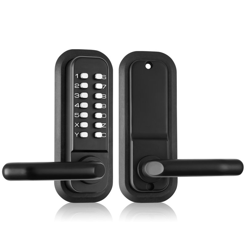 Mechanical Keyless Entry Door Lock, 14 Digit Keypad, Embedded Outdoor Gate Door Locks Set with Keypad and Handle, Water-proof Zinc Alloy, Easy to Install, Garage, Yard, Storage Shed