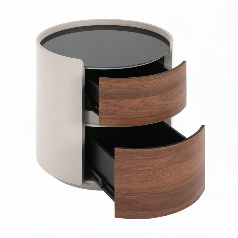 Table basse ronde avec rangement, Brun / Gris, Gris