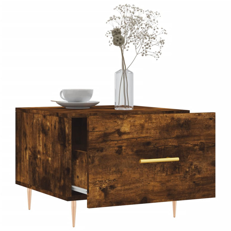 Mascoutah Four Leg Coffee Table with Storage, Smoked Oak