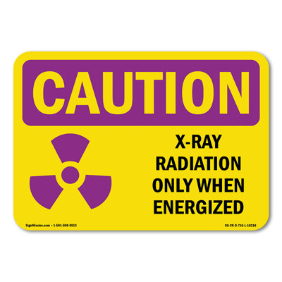 X-Ray Radiation Only When Energized With Symbol Decal 5" X 3.5"