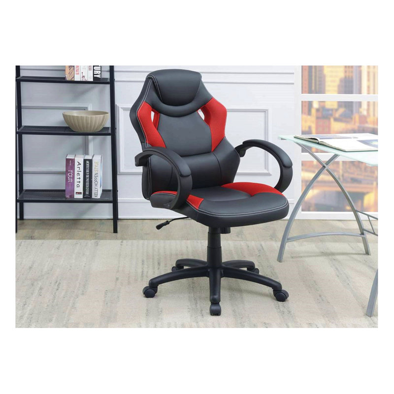 Fauteuil de bureau rembourré 1 pièce, fauteuil de confort rembourré Relax Gaming Office Work noir et rouge