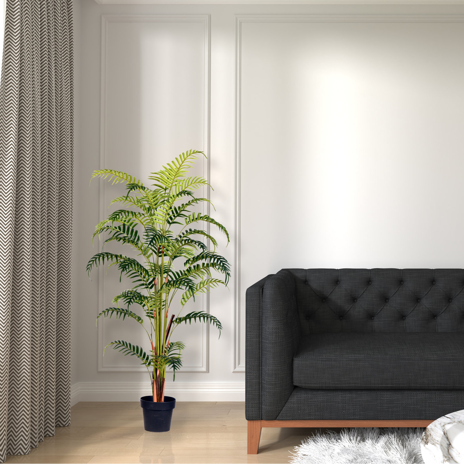 Palm Plant in Pot, 59" H x 18" W x 18" D
