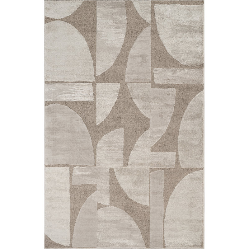 Hamilton Modern Metallic Sheen Area Rug - Polypropylene Weaving - Jute Backing - Abstract Motif Geometric Lines Design Rugs, Mocha