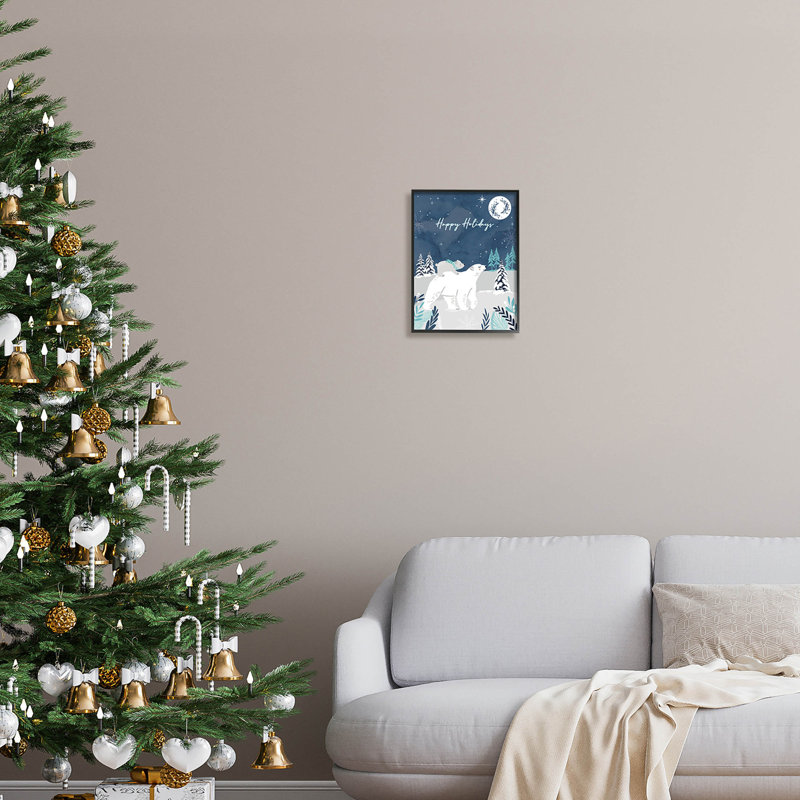 Bonnes fêtes, neige hivernale at-115, Giclée encadrée noir minuit, H 14 po x l 11 po x P 1,5 po