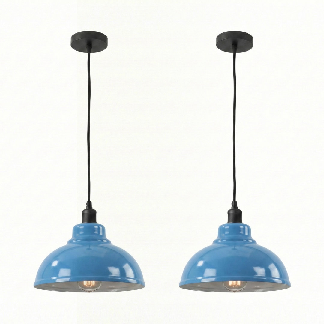 2 Pack Pendant Light Fitting Industrial 95cm Height Adjustable Metal E27 Holder Hanging Ceiling Light for Living Room Bed Room Dining Room Kitchen Hal